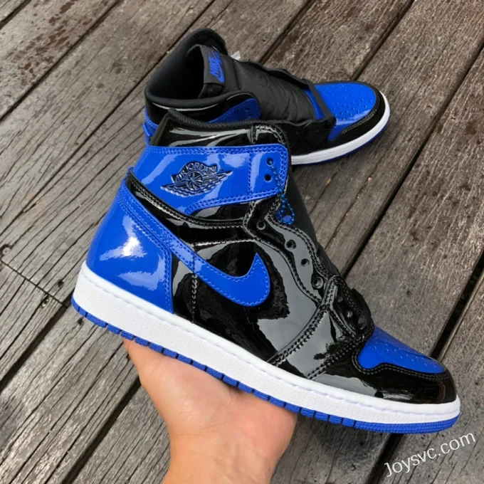 Air Jordan 1 High 555088-404 Black Blue Patent Retro