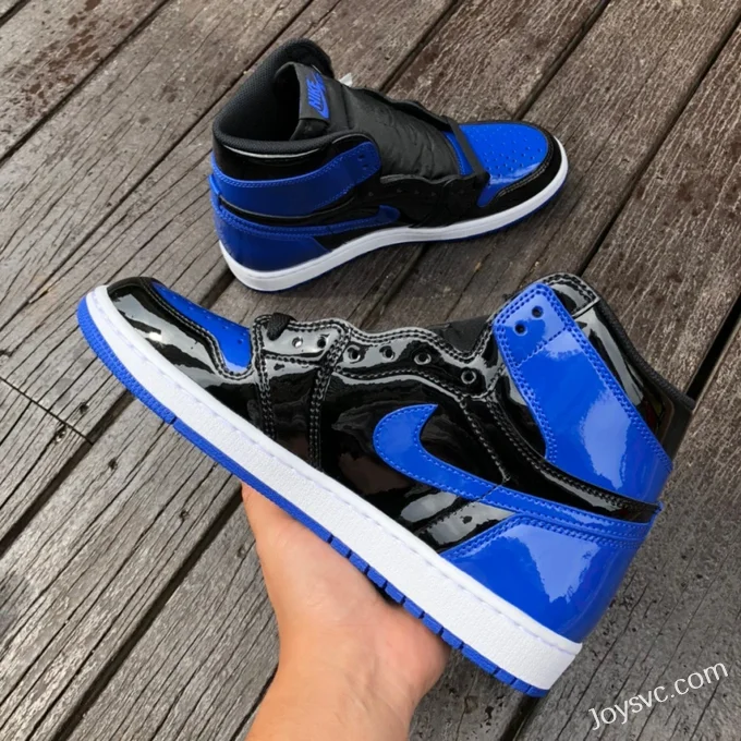 Air Jordan 1 High 555088-404 Black Blue Patent Retro