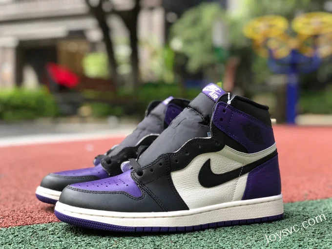 Air Jordan 1 High 555088-501 Black Purple Toe Retro