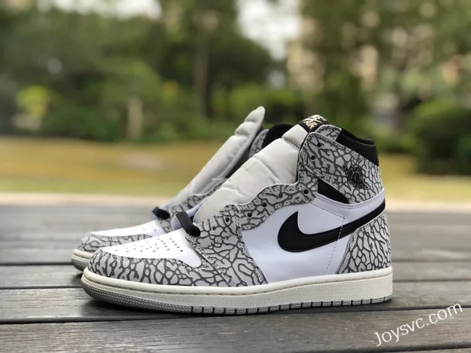 Air Jordan 1 High OG White Cement Elephant Print Retro