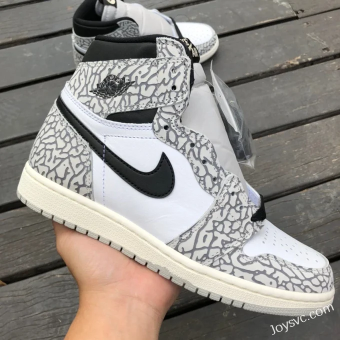 Air Jordan 1 High OG White Cement Elephant Print Retro