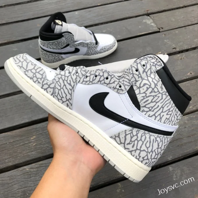 Air Jordan 1 High OG White Cement Elephant Print Retro