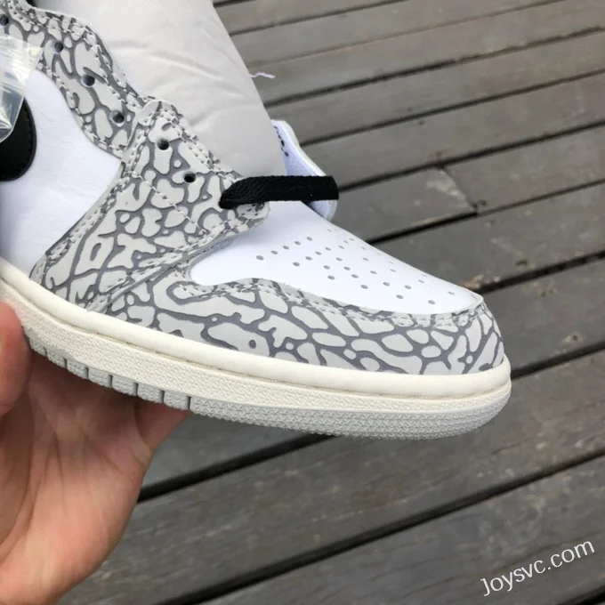 Air Jordan 1 High OG White Cement Elephant Print Retro