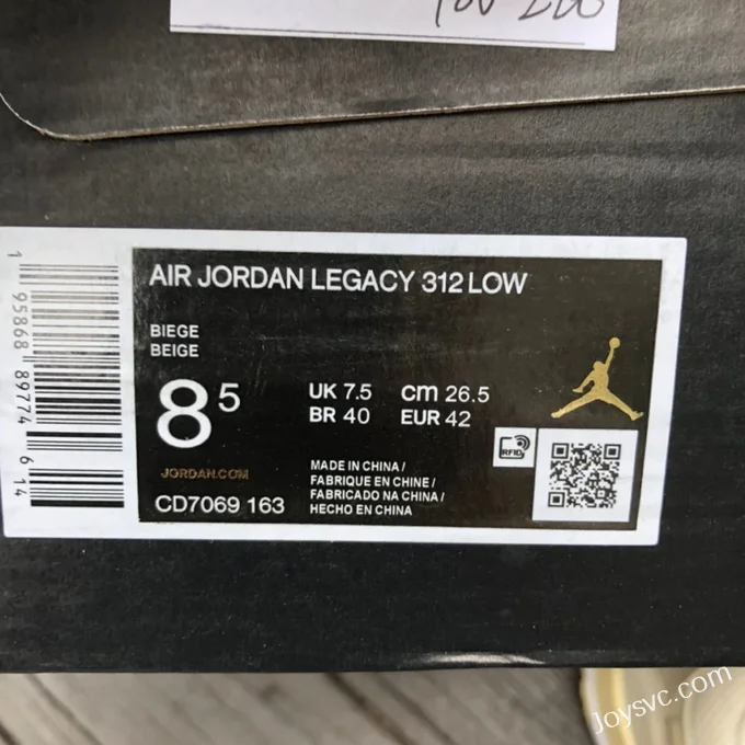 Air Jordan Legacy 312 Low CD7069-163 Beige White Yellow