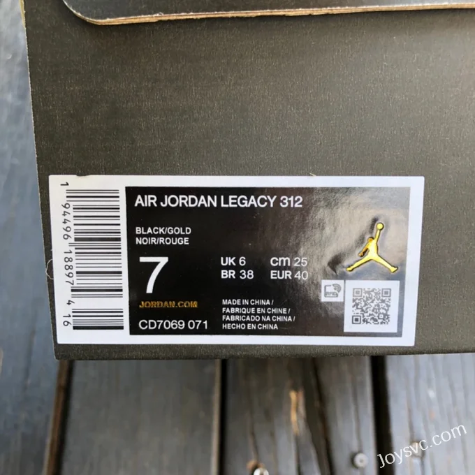 Air Jordan Legacy 312 CD7069-071 Black Gold