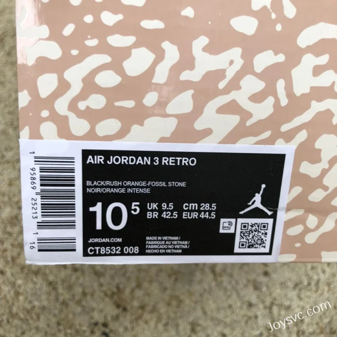 Air Jordan 3 Desert Elephant CT8532-008 Black Brown