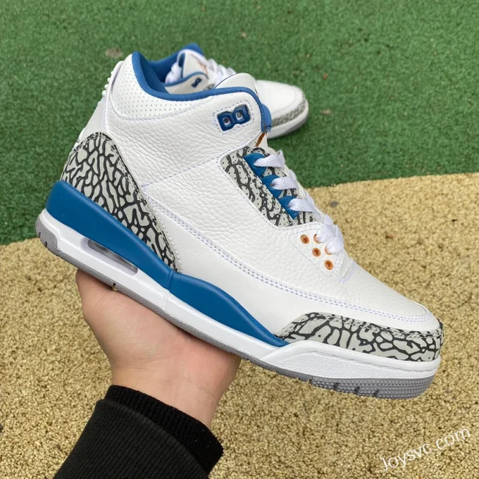 Air Jordan 3 Retro Wizards CT8532-148 White Blue Gold