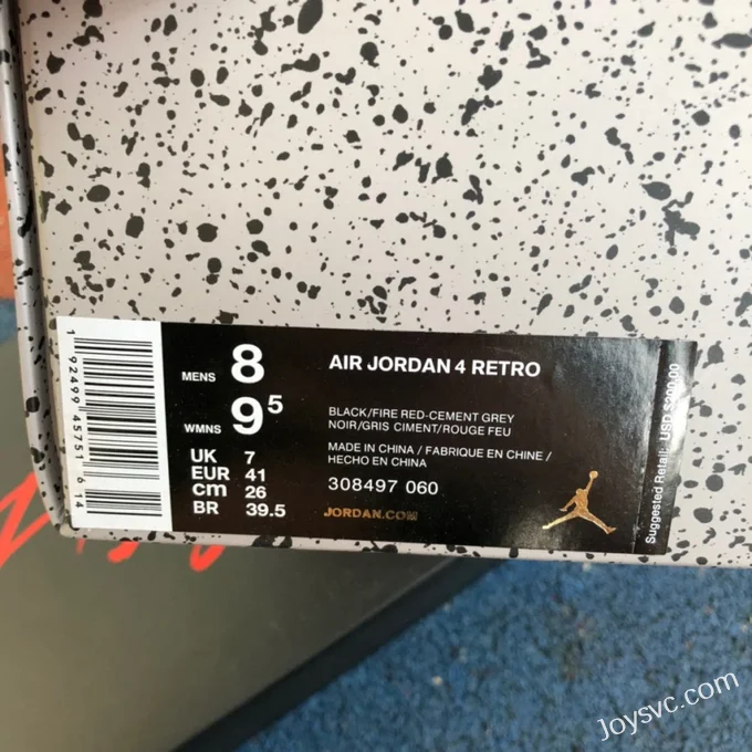 Air Jordan 4 Bred 308497-060 Black Red