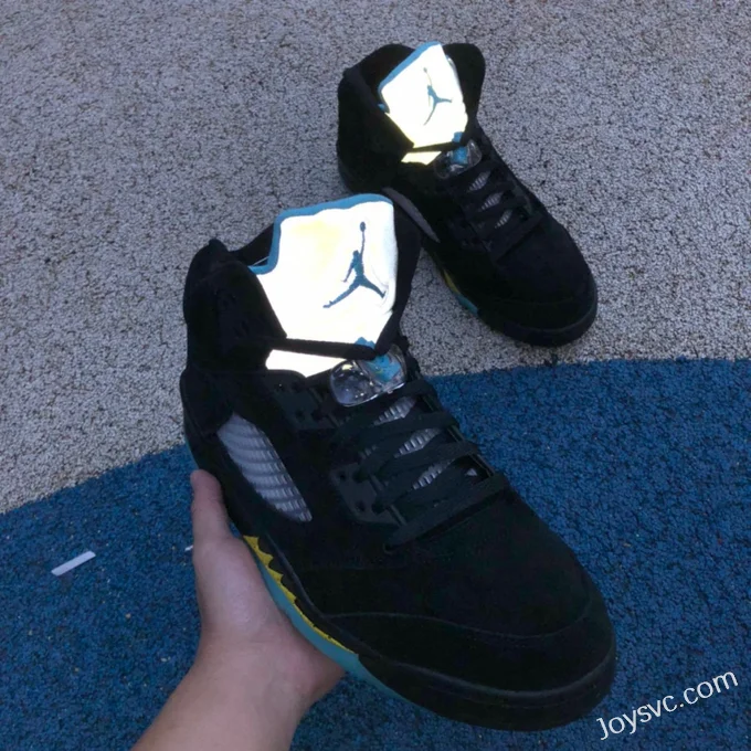 Air Jordan 5 Aqua DD0587-047 Black Yellow Blue