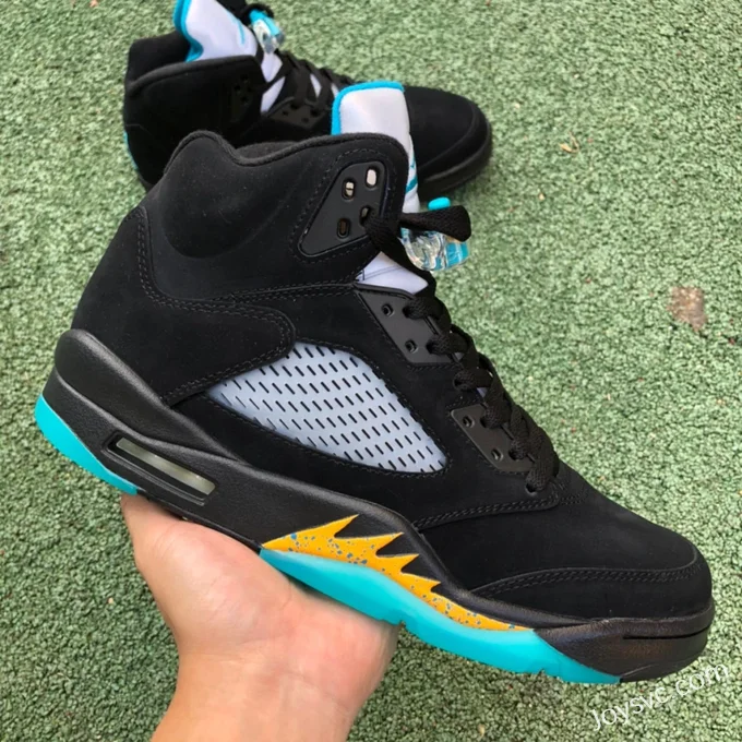 Air Jordan 5 Aqua DD0587-047 Black Yellow Blue