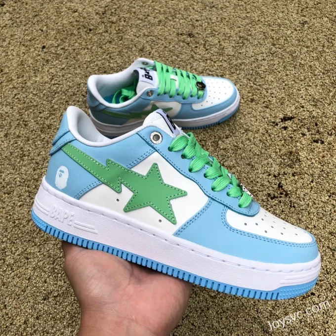 BAPE STA SK8 Low-Top Shoes in Dirty Blue and Green