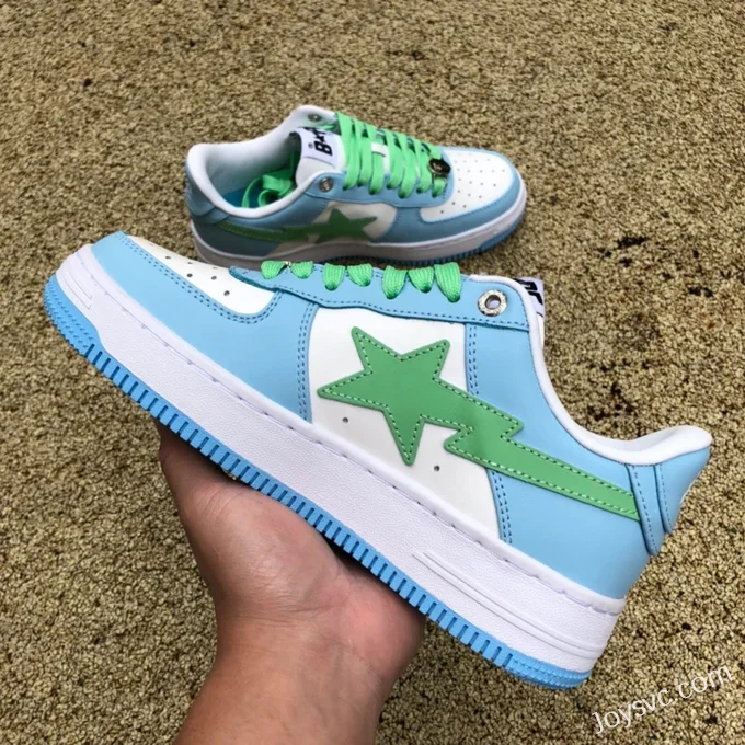 BAPE STA SK8 Low-Top Shoes in Dirty Blue and Green