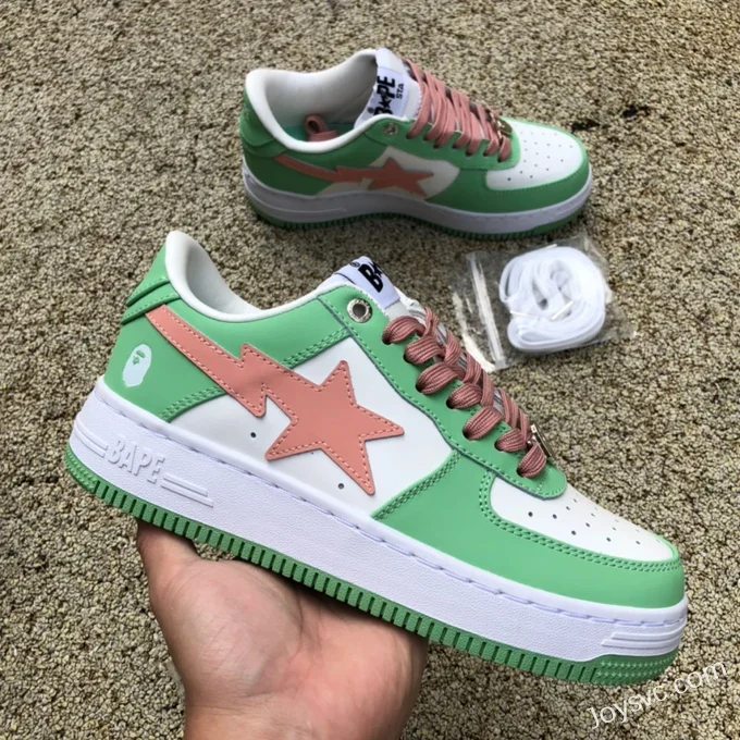 BAPE STA SK8 Low-Top Shoes in White and Green