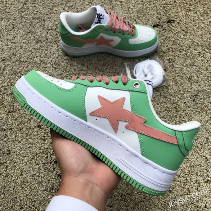 BAPE STA SK8 Low-Top Shoes in White and Green