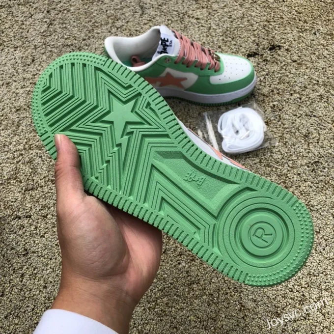 BAPE STA SK8 Low-Top Shoes in White and Green