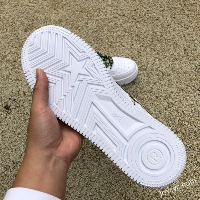 BAPE STA SK8 Low-Top Shoes in White and Green Camo