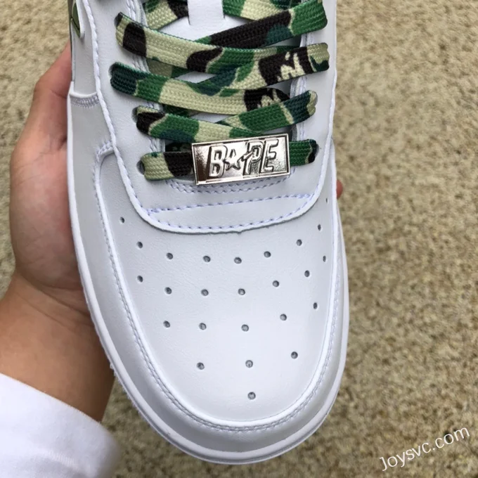 BAPE STA SK8 Low-Top Shoes in White and Green Camo