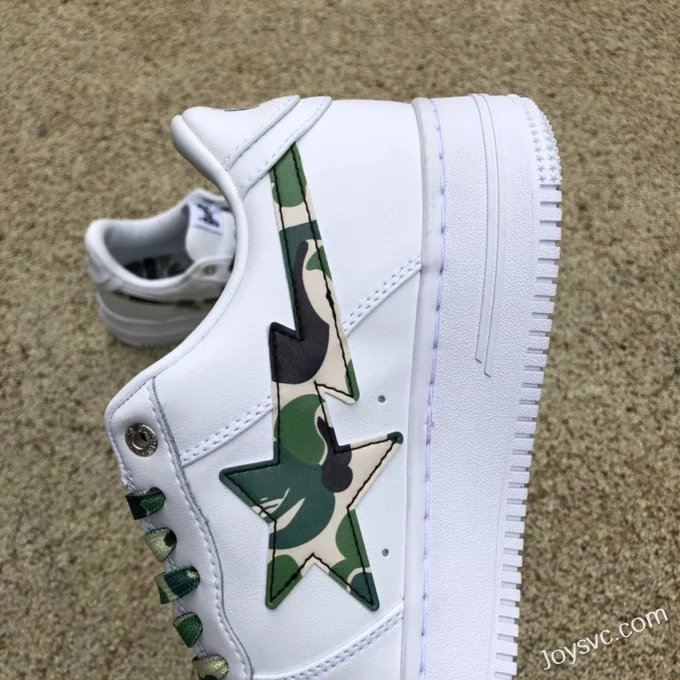 BAPE STA SK8 Low-Top Shoes in White and Green Camo