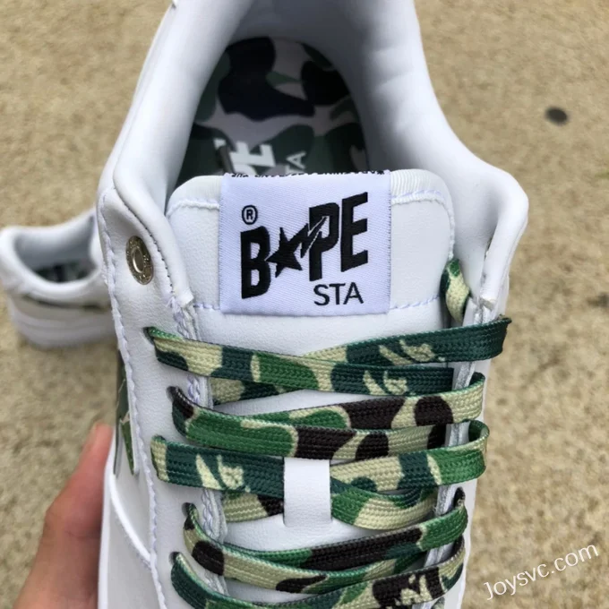 BAPE STA SK8 Low-Top Shoes in White and Green Camo