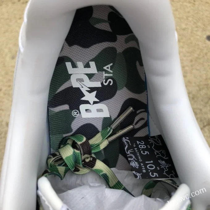 BAPE STA SK8 Low-Top Shoes in White and Green Camo