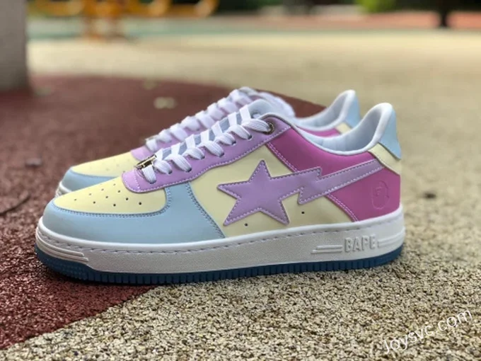 BAPE STA SK8 Low-Top Shoes in White and Pink with Thermal Imaging