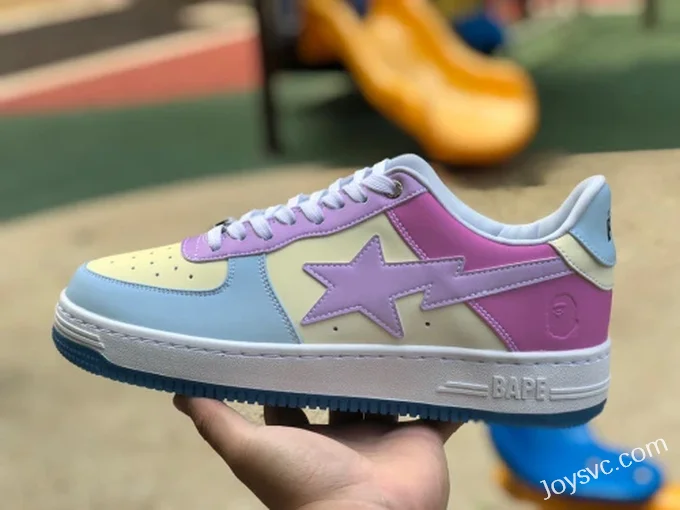 BAPE STA SK8 Low-Top Shoes in White and Pink with Thermal Imaging