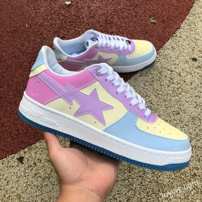 BAPE STA SK8 Low-Top Shoes in White and Pink with Thermal Imaging