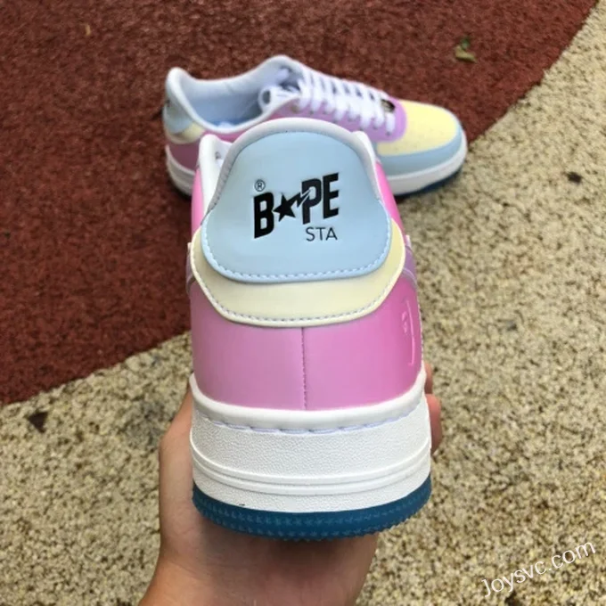 BAPE STA SK8 Low-Top Shoes in White and Pink with Thermal Imaging