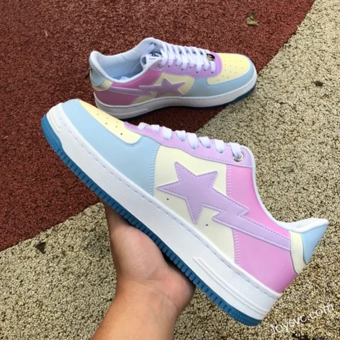 BAPE STA SK8 Low-Top Shoes in White and Pink with Thermal Imaging