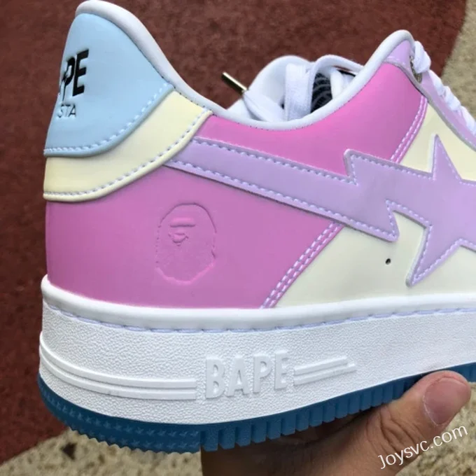 BAPE STA SK8 Low-Top Shoes in White and Pink with Thermal Imaging