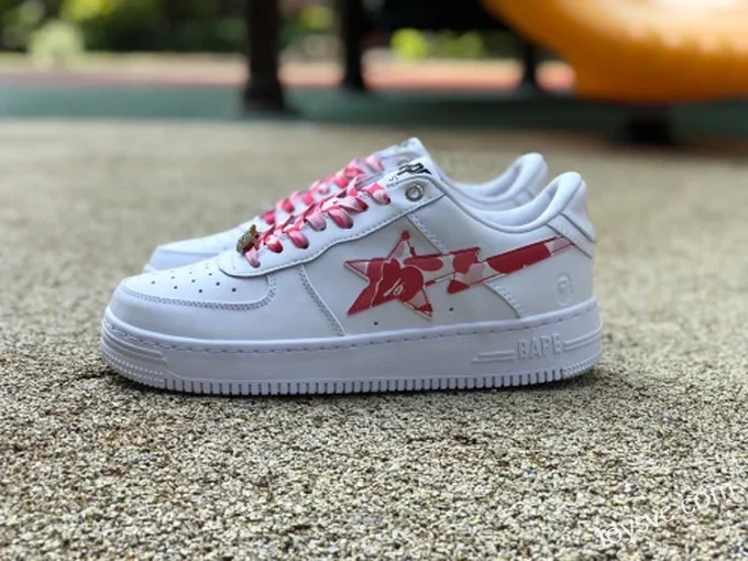 BAPE STA SK8 Low-Top Shoes in White and Red