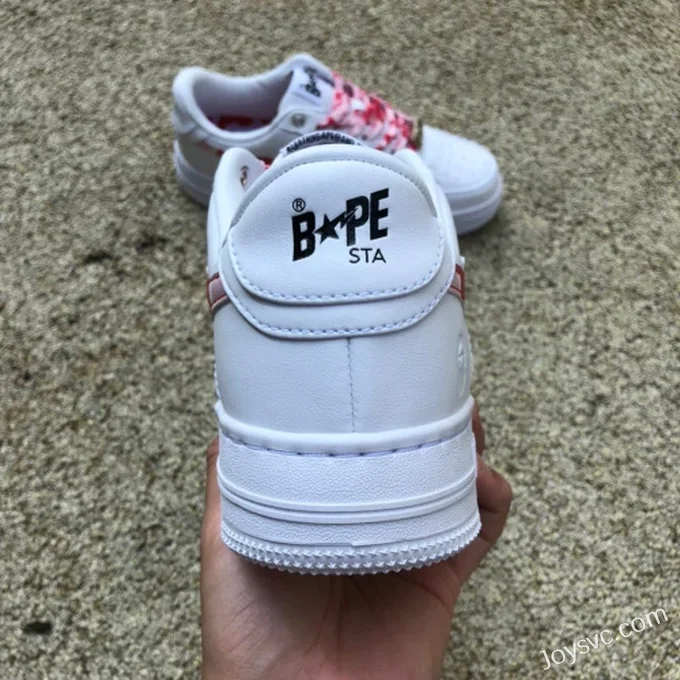 BAPE STA SK8 Low-Top Shoes in White and Red