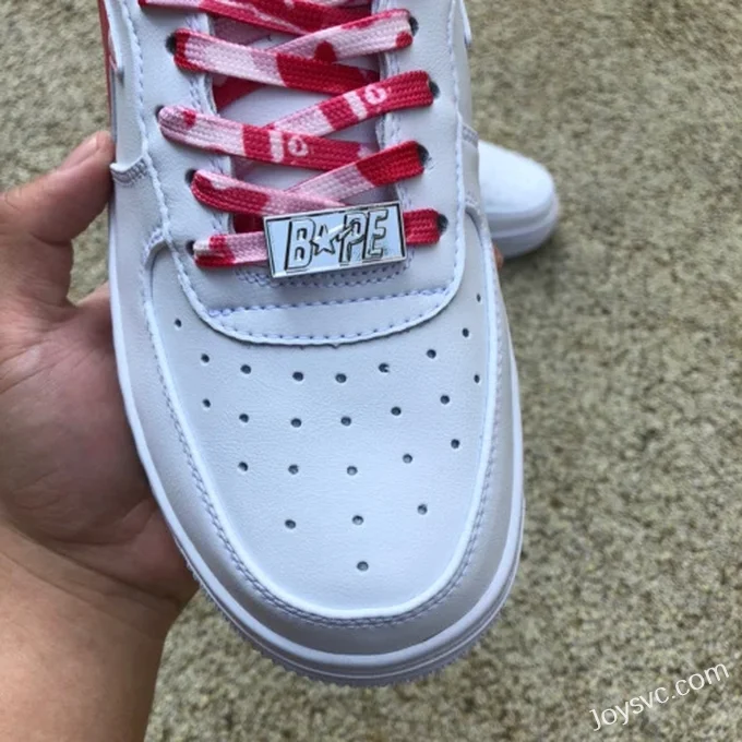 BAPE STA SK8 Low-Top Shoes in White and Red