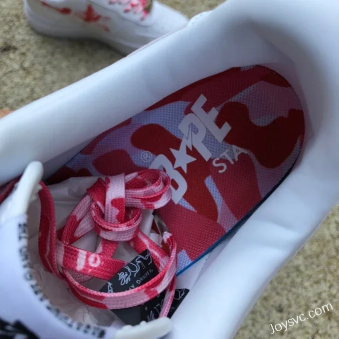 BAPE STA SK8 Low-Top Shoes in White and Red