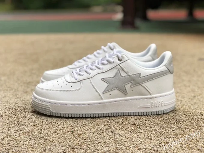 BAPE STA SK8 Low-Top Shoes in White and Grey