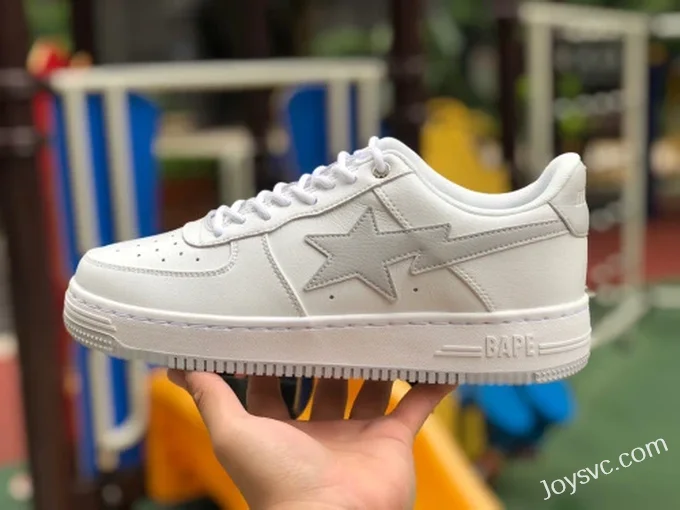 BAPE STA SK8 Low-Top Shoes in White and Grey