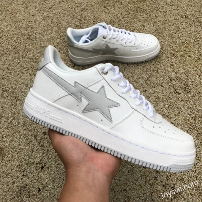 BAPE STA SK8 Low-Top Shoes in White and Grey