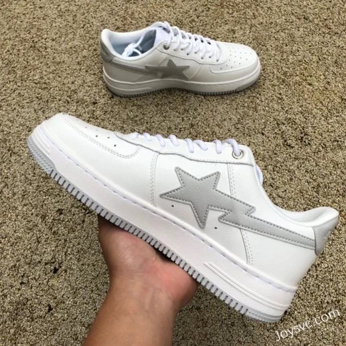 BAPE STA SK8 Low-Top Shoes in White and Grey