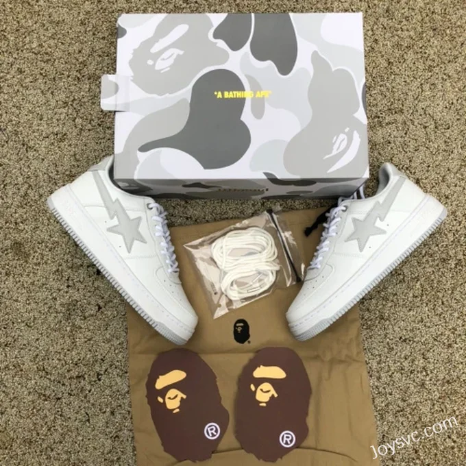 BAPE STA SK8 Low-Top Shoes in White and Grey