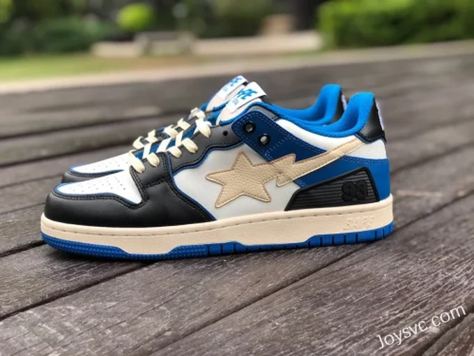 BAPE STA SK8 Low-Top Shoes in Black and Blue with Lightning