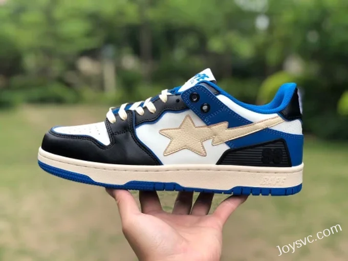 BAPE STA SK8 Low-Top Shoes in Black and Blue with Lightning