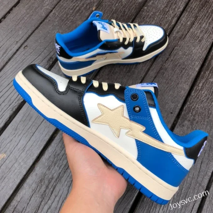 BAPE STA SK8 Low-Top Shoes in Black and Blue with Lightning