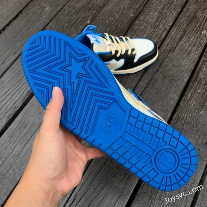 BAPE STA SK8 Low-Top Shoes in Black and Blue with Lightning