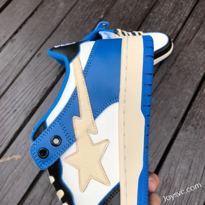 BAPE STA SK8 Low-Top Shoes in Black and Blue with Lightning