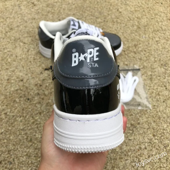 BAPE STA SK8 Low-Top Shoes in Black and Grey with Patent Leather