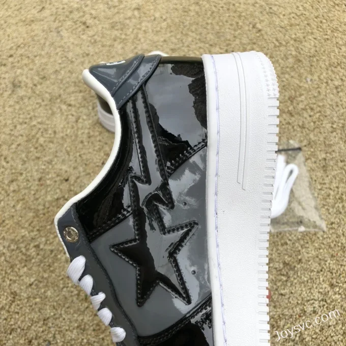 BAPE STA SK8 Low-Top Shoes in Black and Grey with Patent Leather