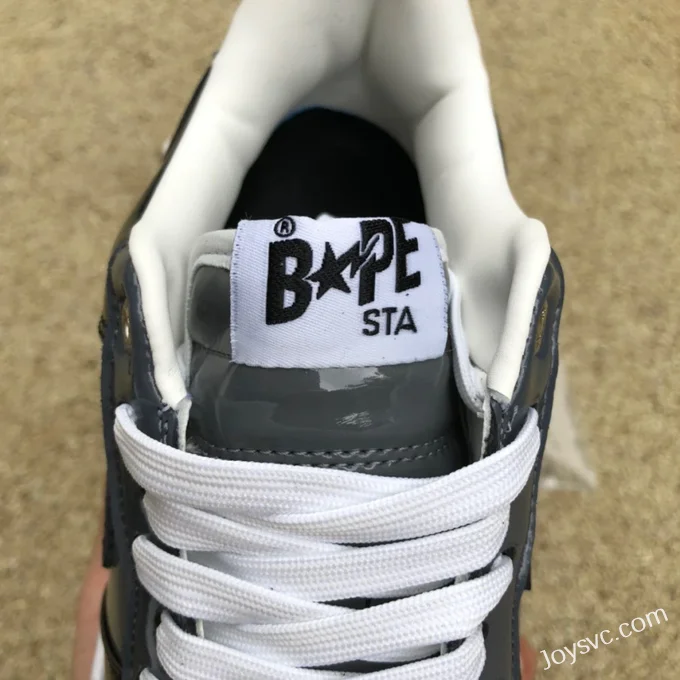 BAPE STA SK8 Low-Top Shoes in Black and Grey with Patent Leather