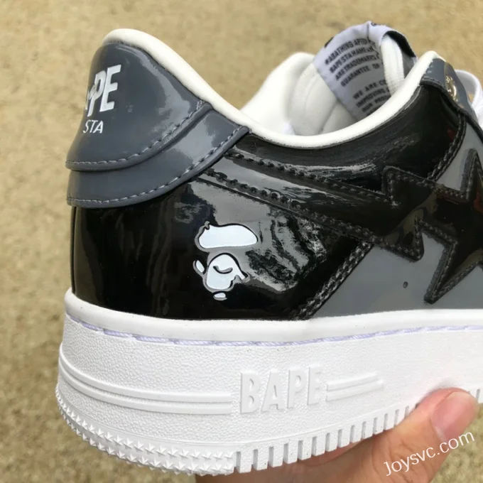 BAPE STA SK8 Low-Top Shoes in Black and Grey with Patent Leather