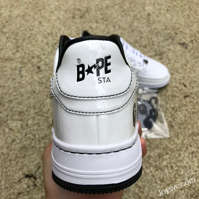 BAPE STA SK8 Low-Top Shoes in White with Patent Leather