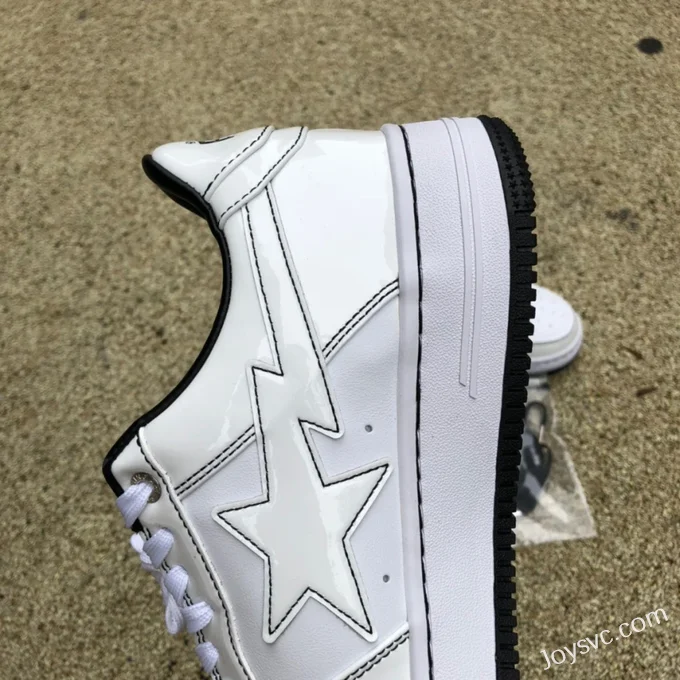 BAPE STA SK8 Low-Top Shoes in White with Patent Leather